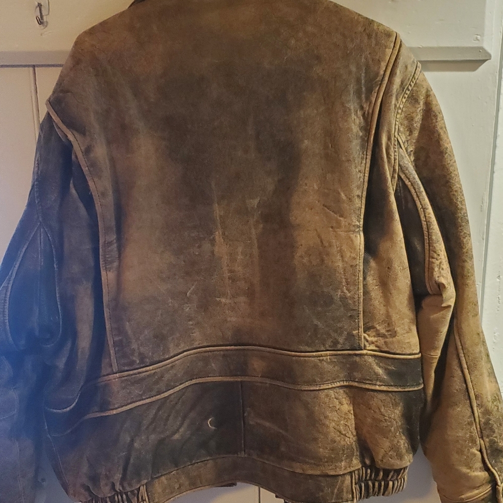 Lamb skin leather bomber jacket, size large